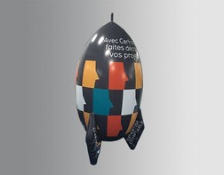A 2m inflatable rocket for the launch of a CER FRANCE product