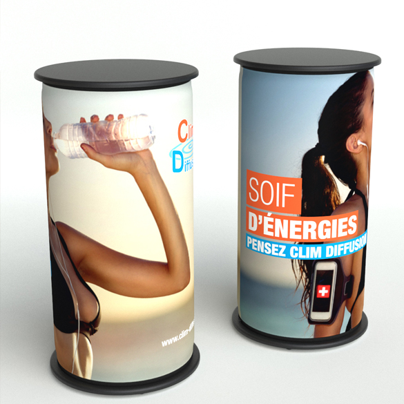 Foldable counter stand for Soif d'énergie