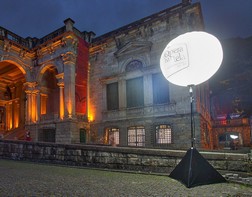 Illuminated balloon used as signage at a film festival