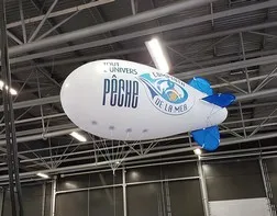 Airship balloon at a trade show for Le Comptoir de la Mer