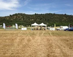 Set of custom pennant flags at Jeunes Agriculteurs event