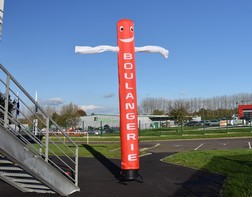 A ventilated windsock to promote a bakery