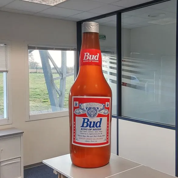 Giant inflatable BUD beer bottle