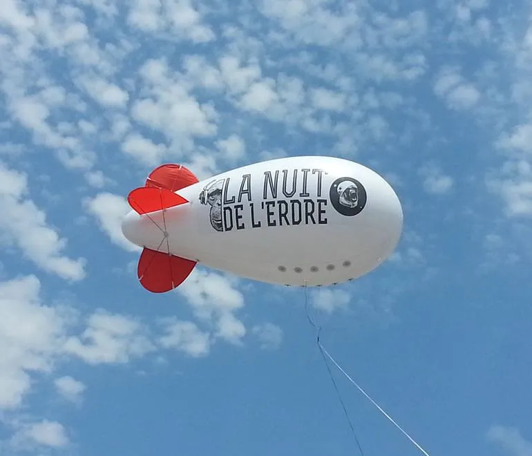 Advertising blimp at the La Nuit de L'Edre festival