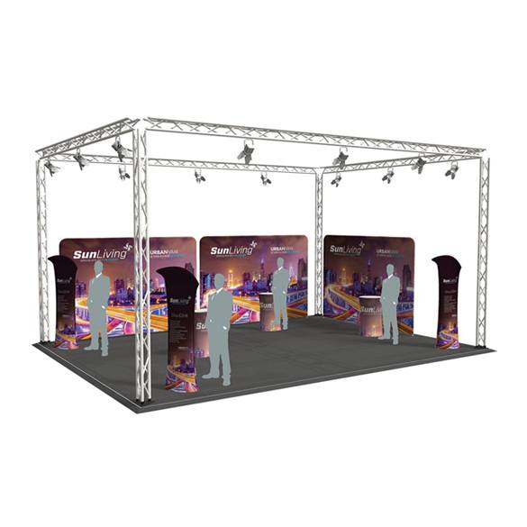 Simulation of an umbrella stand at a trade fair